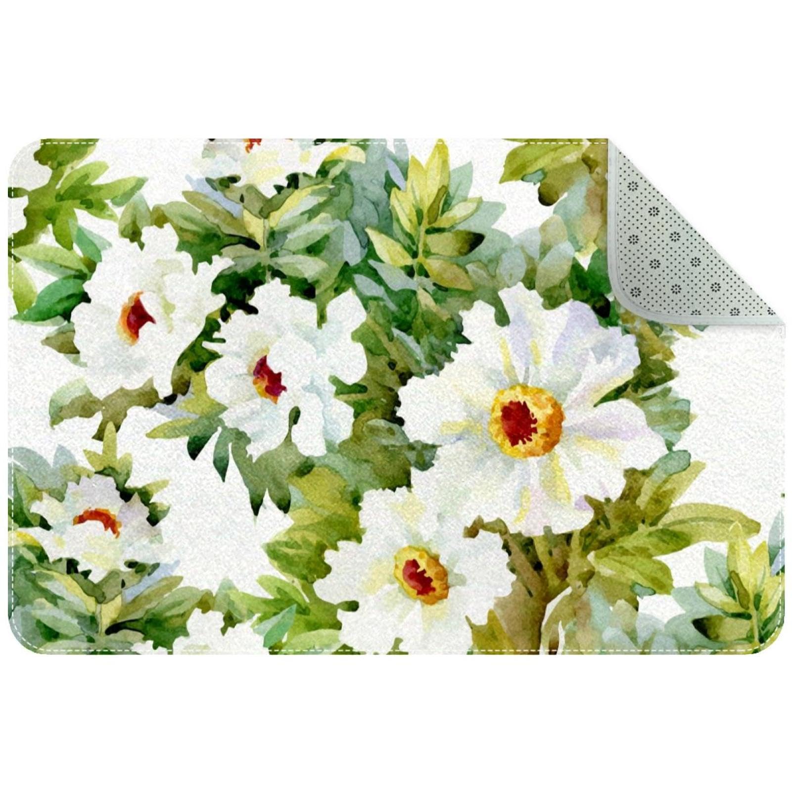 Paillasson antidérapant intérieur extérieur grand tapis d'entrée floral 80x50