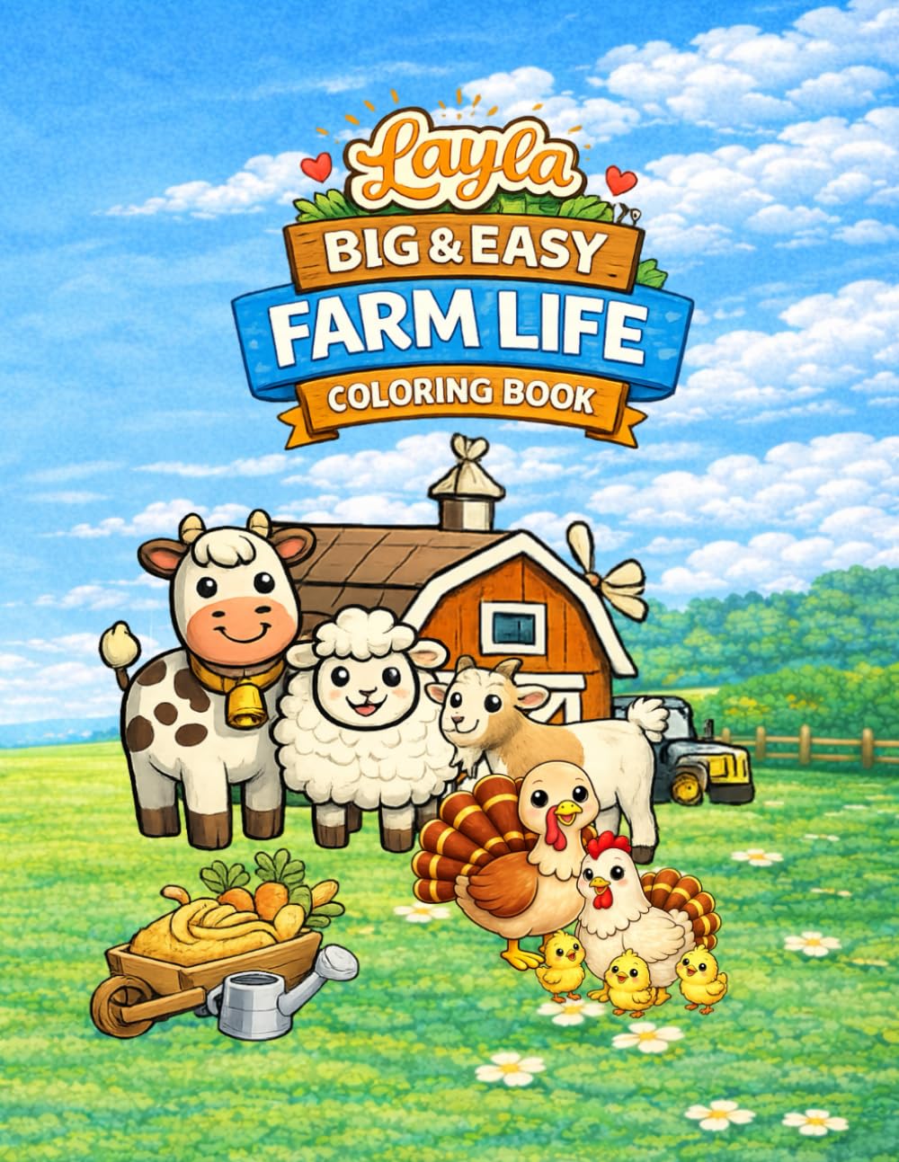 Big & Easy Farm Life Coloring Book: Simple Farm Designs for Toddlers Ages 2–4