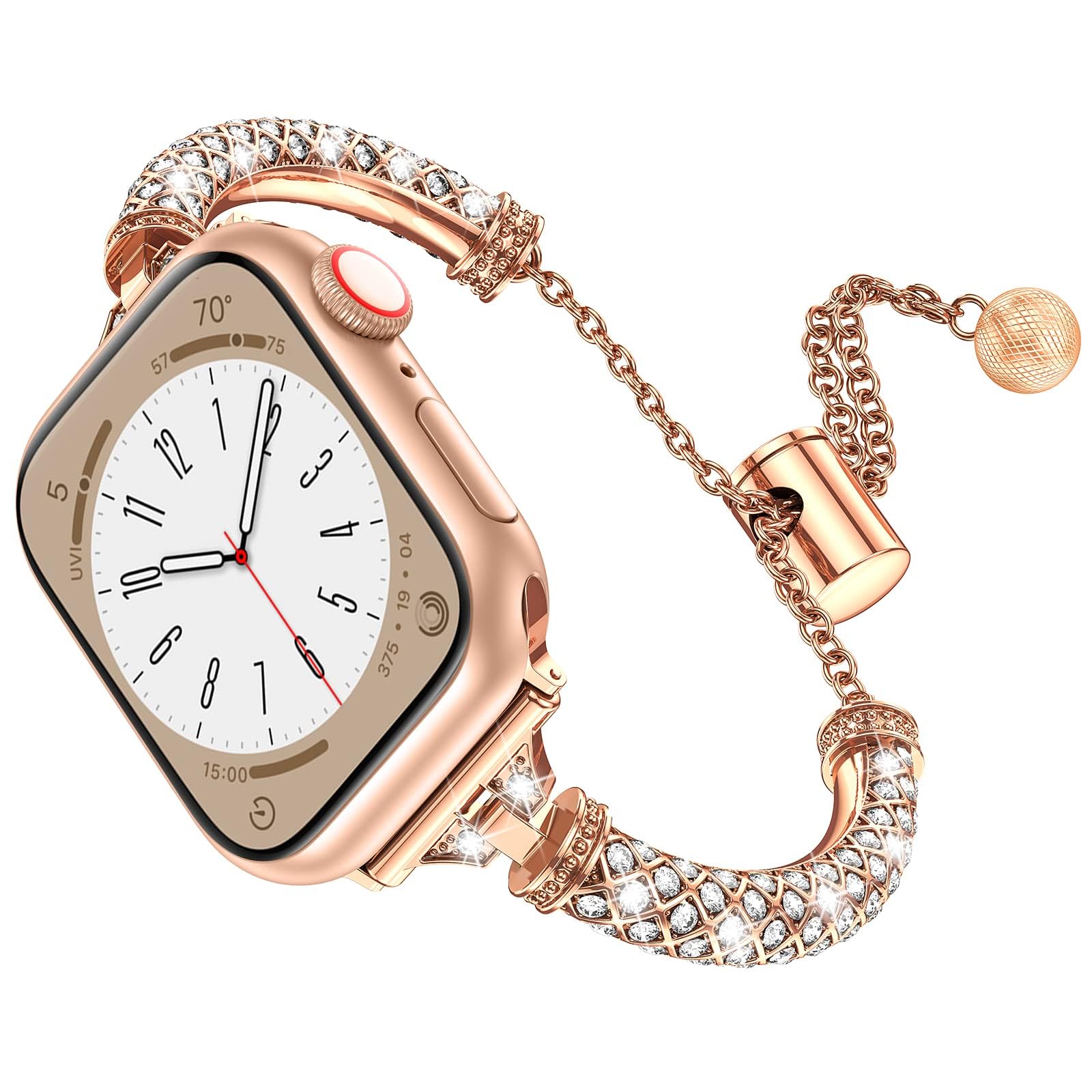 OBOE 42mm/44mm/45mm/49mm Diamond Bling Rhinestones Stainless Steel Slim Metal Bracelet Strap Compatible with Apple Watch iWatch Series 8 7 6 5 4 3 2 1 SE Ultra (Rose Gold)[Watch NOT Included] (B0CGP2DBS5) Amazon Price History, Amazon Price Tracker