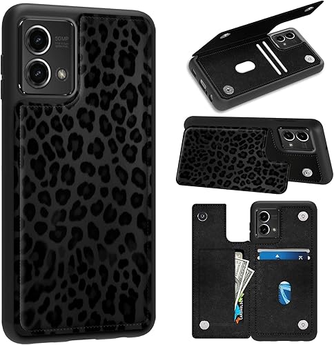 Funda tipo cartera para Motorola Moto G Stylus 5G 2023 con tarjetero para mujeres y hombres, de piel sintética, magnética, función atril, ranuras