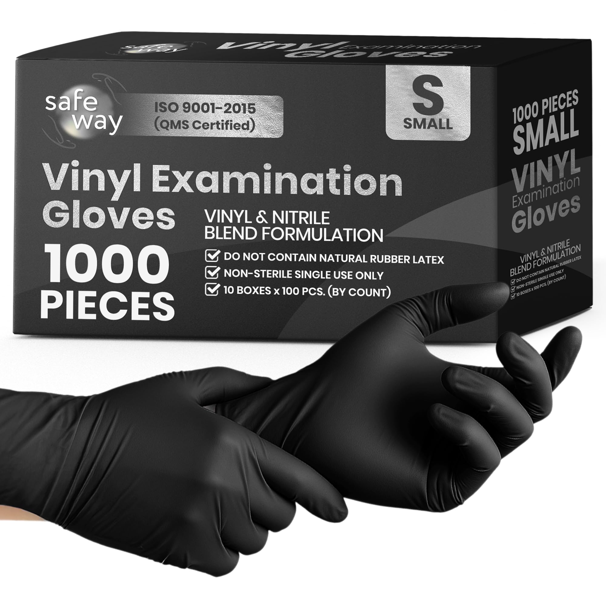 SAFEWAY USA Vinyl Disposable Gloves — Non-Latex and Powder Free, Heavy-Duty Protective and Multi-Purpose Gloves for Cleaning, Food Prep, Tattooing,