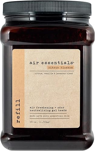 Air Essentials Recambio de perlas de gel para ambientador y neutralizador de olores, eliminador de olores, hecho con aceites esenciales puros, flor