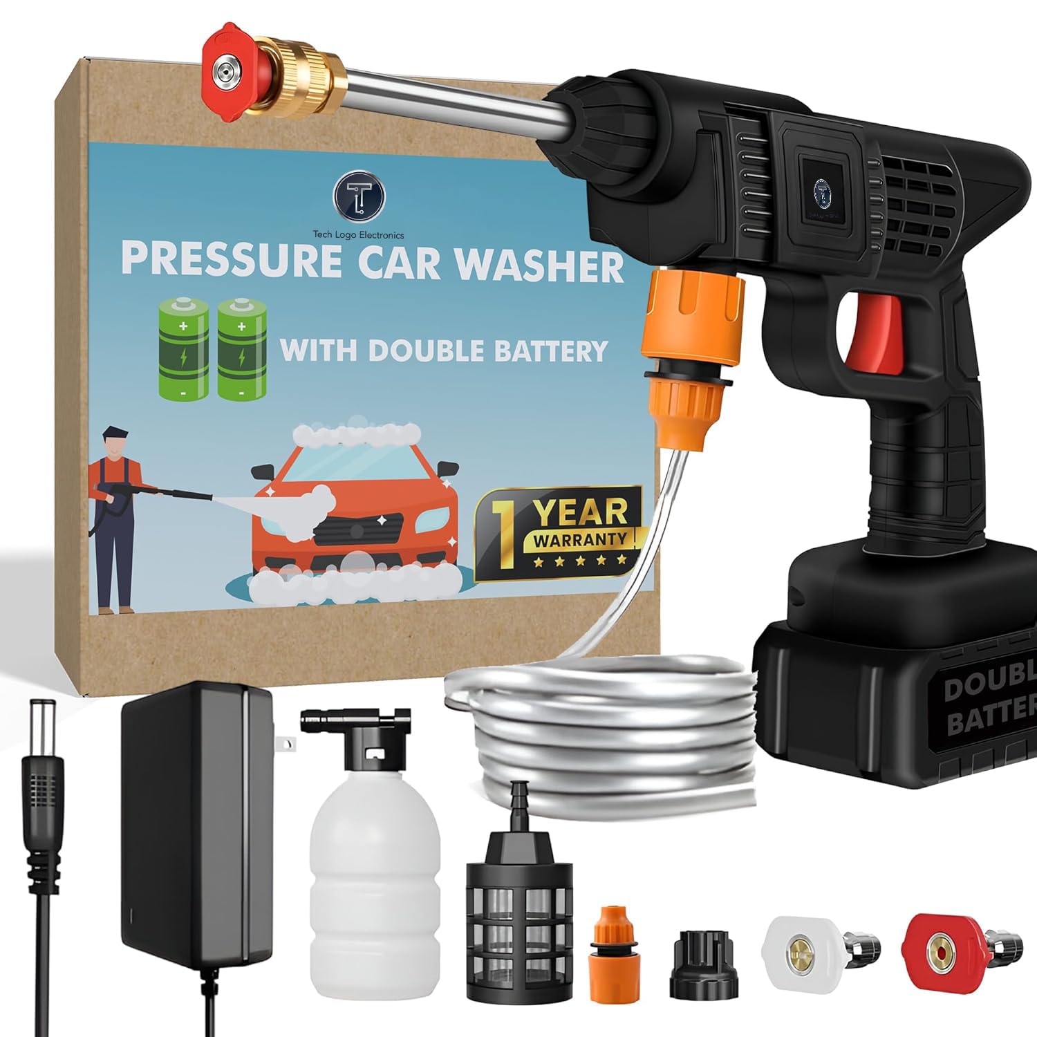 High Pressure Water for Car Wash Bike Washing Cleaning Water Spray Gun 48V Rechargeable Electric Pressure Washer Gun Machine Tool for Car,Bike,Gardening-image-44