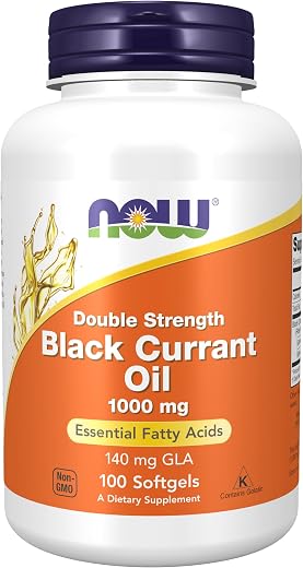 Black Currant Oil – Cold-Pressed Pure Black Currant Seed Oil Hexane Free 1000 Mg 180 Softgels 140mg GLA Per Serving