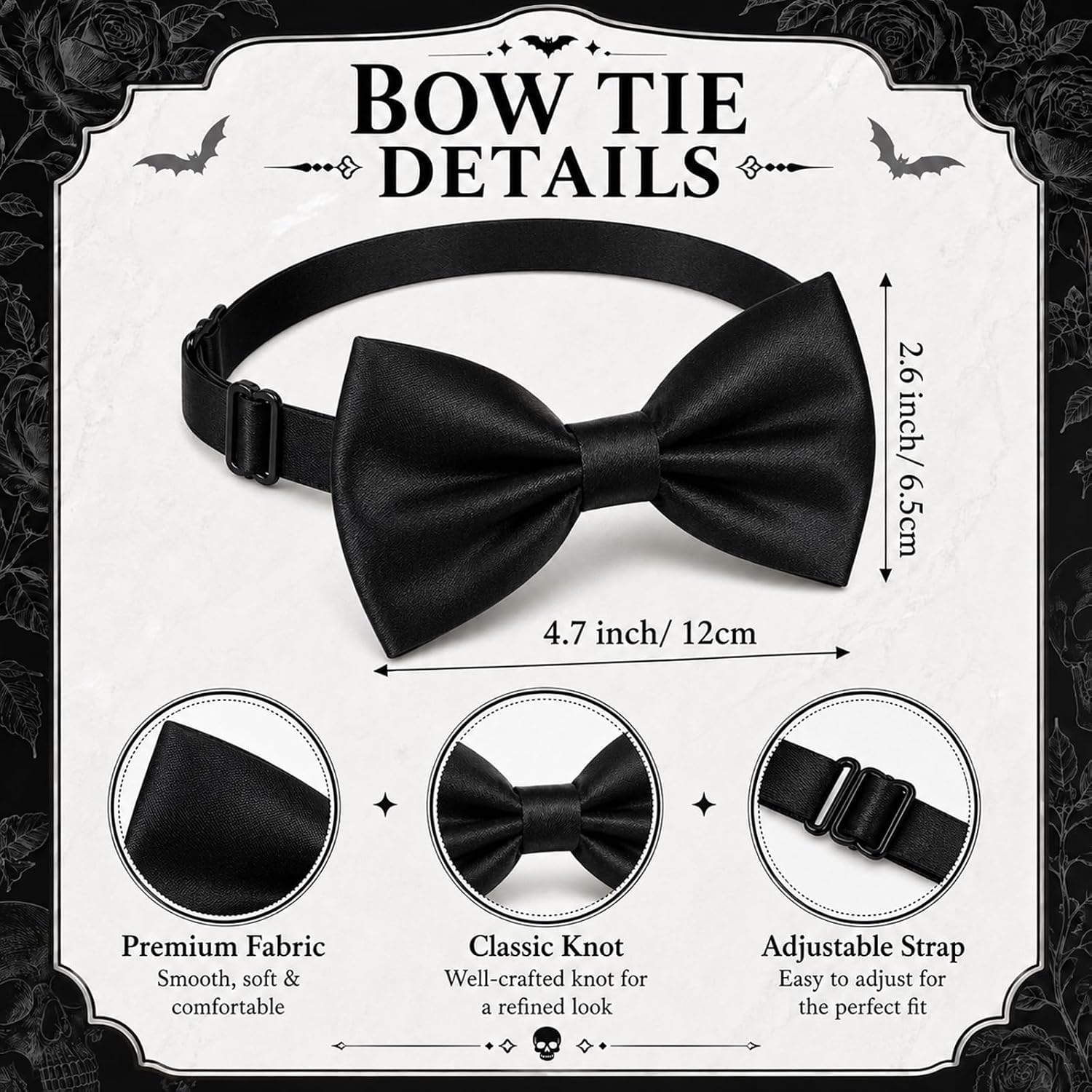 4 Pcs Halloween Old Pilot Costume Set Incl Black Frame Glasses,Bow Tie,Inflatable Cane and Eyebrows for Men Women Movie Party Dress Up