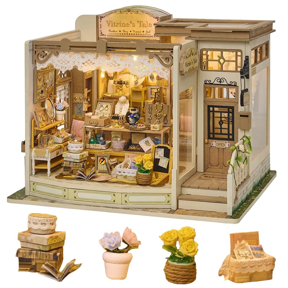 Kit maison de poupée en bois à faire soi-même - Maison miniature 3D pour adultes et adolescents - Puzzle en bois avec lumière LED