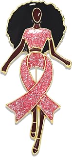 Breast Cancer Awareness Pink Rhinestone Ribbon Pin - Faith Believe Women's Brooch, Survivor Lapel Pin for Cancer Month - Merchandise Accessories Decor