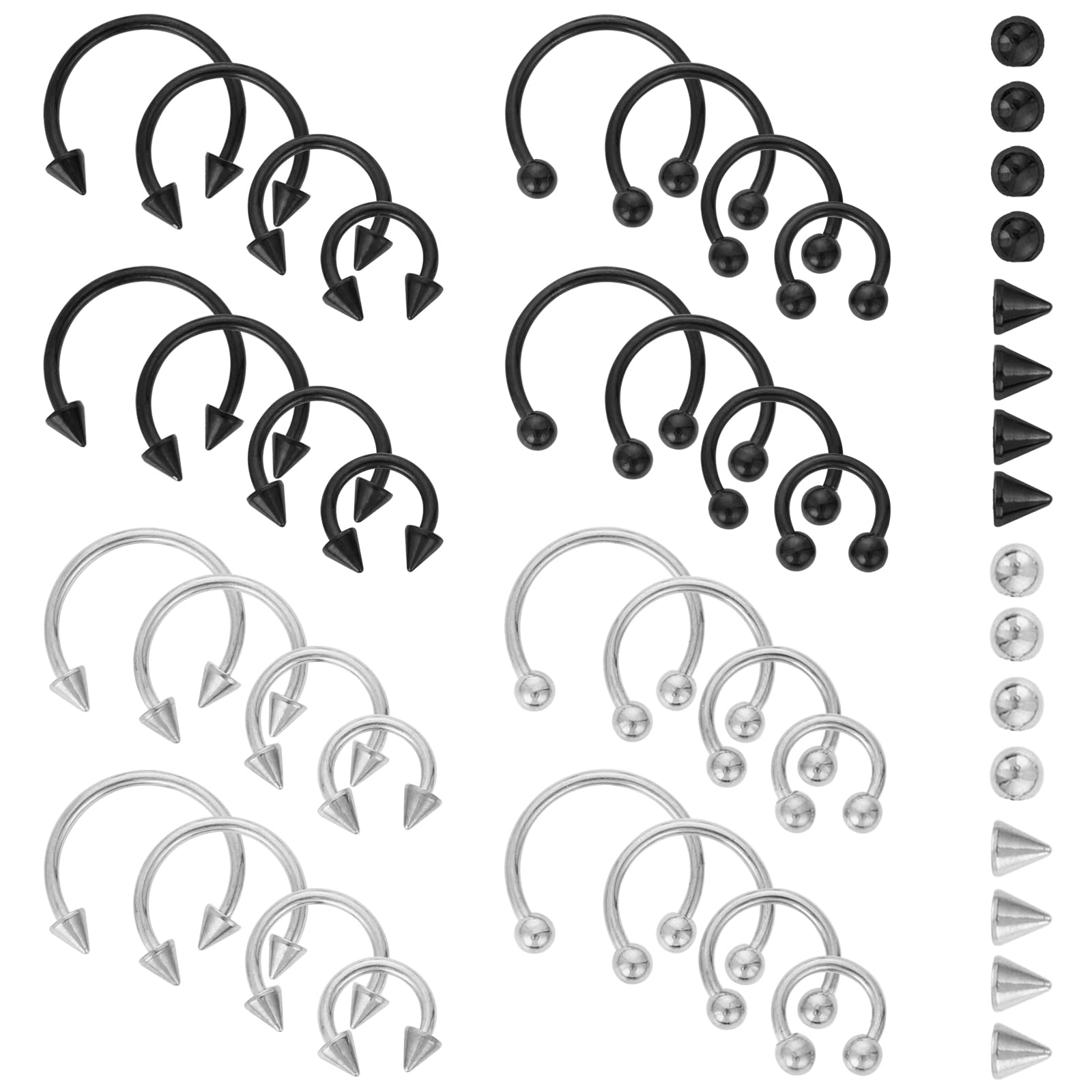 Piercing Naso A Ferro Di Cavallo Con Cristalli – 6 Pezzi, Acciaio Chirurgico 316L, Per Septum, Narice O Orecchio, Anello Aperto Regolabile