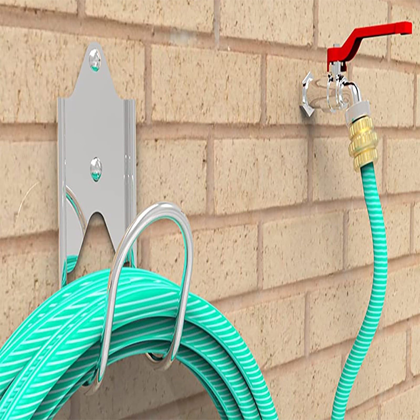 Gancho de manguera de jardín montado en la pared, soporte para manguera con tornillos para almacenamiento en pared, soporta mangueras de hasta 90 pies (8 piezas)