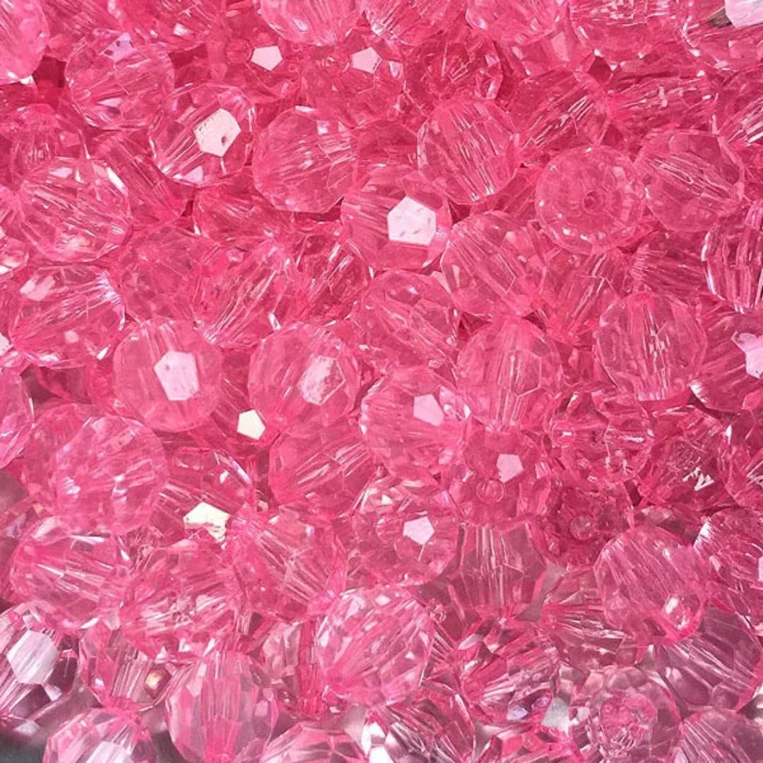 Baby Pink Crystal Fancy Cutting BeadsTransparent Clear Faceted Beads Acrylic Crystal Beads for DIY Making Bag (Plastic) 8 MM (200 pcs)-image-30