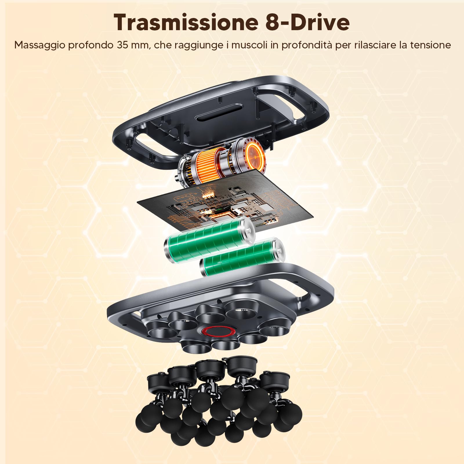 Pistola elettrica per massaggio, 20 teste, 30 livelli di velocità, 4 modalità, per gambe, braccia e dimensioni, nero