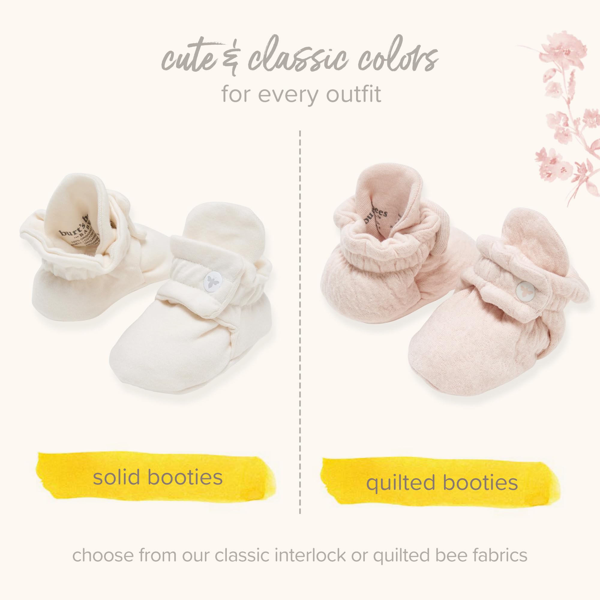 Burt's Bees Baby Unisex Kinder Baby Booties, Organic Cotton Adjustable Infant Shoes Slipper SockHausschuh-Socken