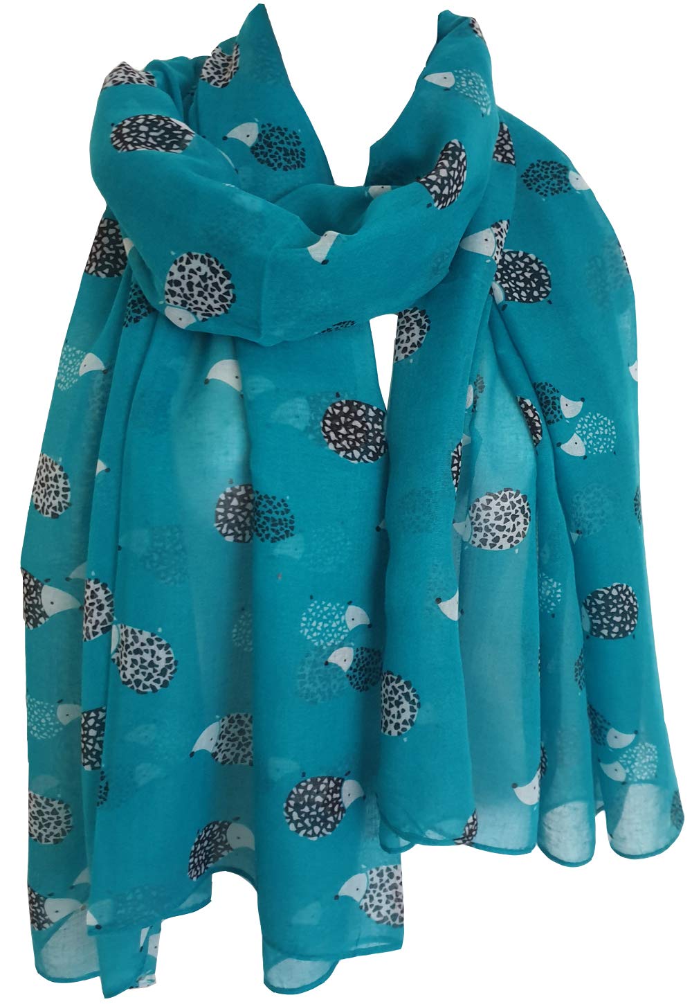 GlamLondon Women's Hedgehogs Print Scarf (Y20 - Turquoise)