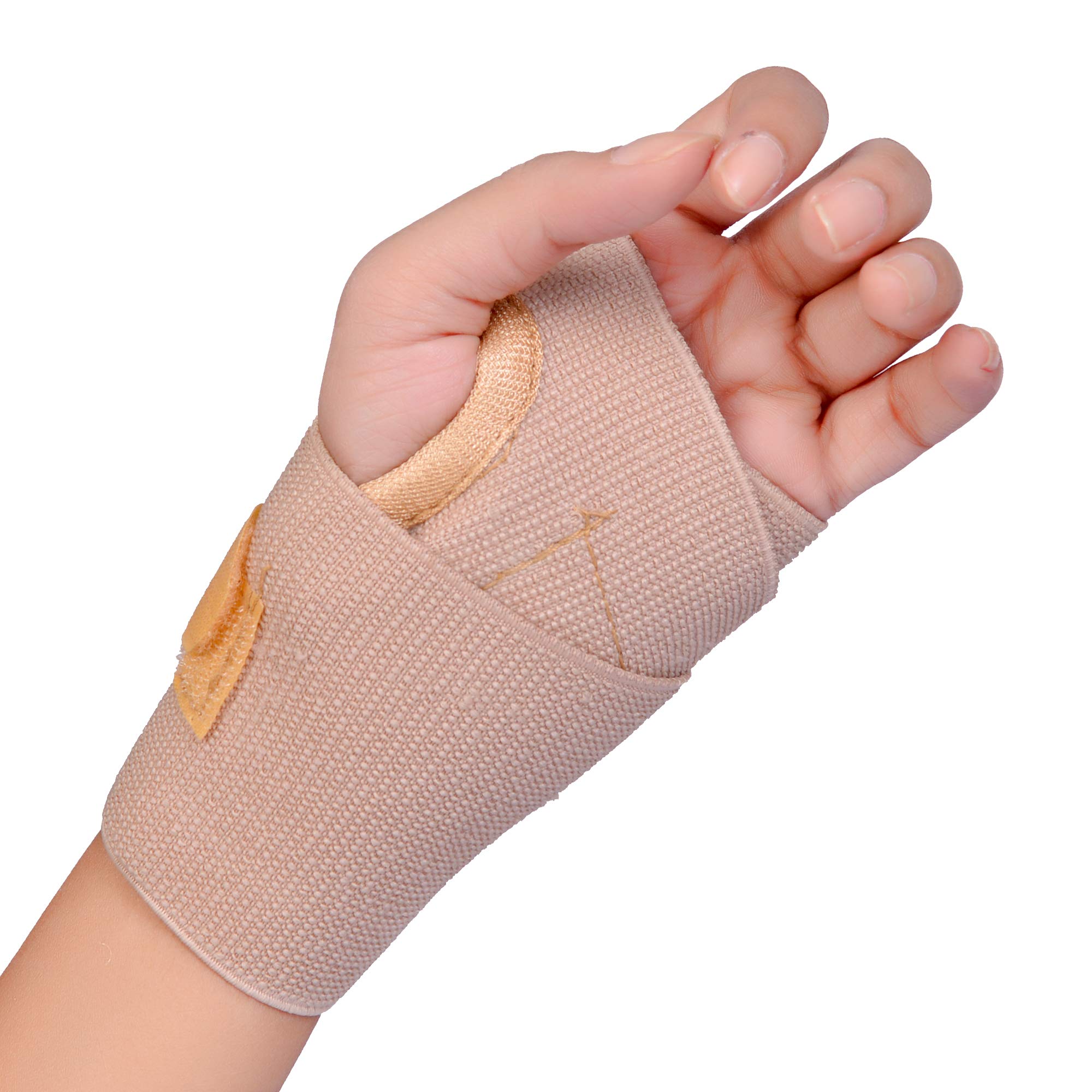 Orthtex Wrist Band/Wrist Support with Thumb Support for Gym, Cricket, Running and Sports Activities [Cream,1Pcs]