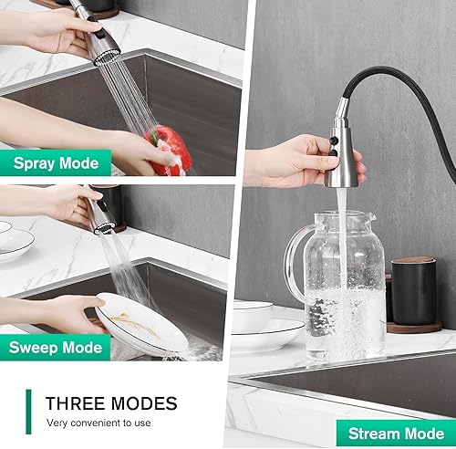 Miniatura 3 de CREA Grifos de cocina con rociador extraíble, grifos para fregadero de cocina, pequeños de arco alto RV de acero inoxidable con una sola manija