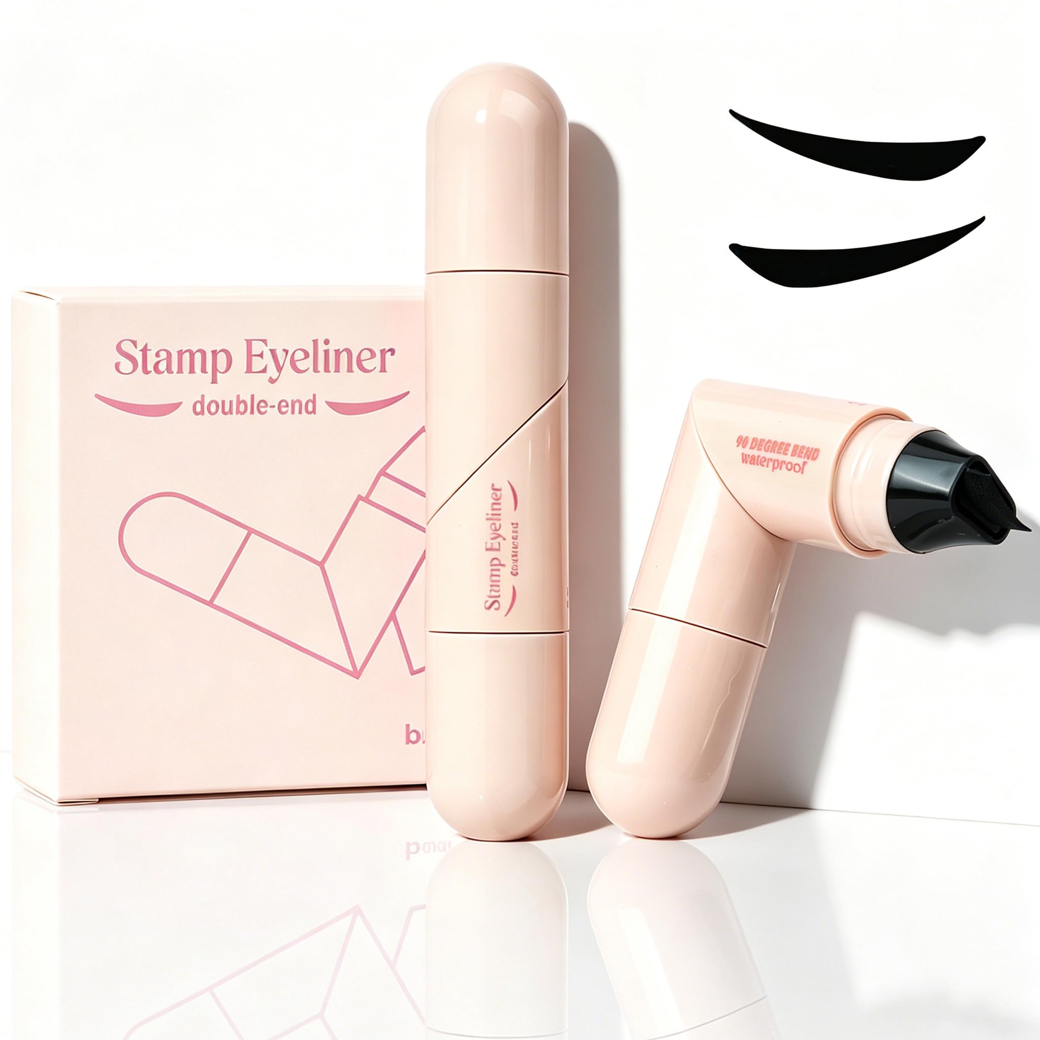 Winged Eyeliner Stamp, Waterproof Eyeliner Stamp Wingliner with Dual-Ended Rotating Design, Long Lasting, Smudge Proof, Quick Dry, Liquid Eye Liner Easy Wing Cat Eye Makeup Tools for Beginners, Black Black 1pc