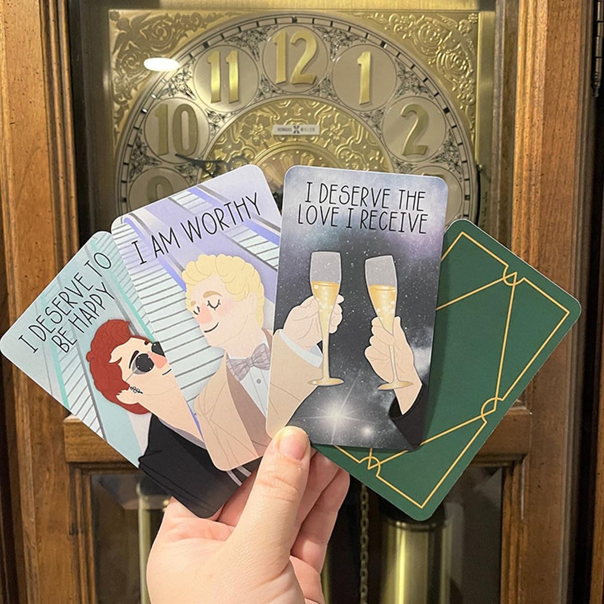 NALACAL 20 Pcs Good Omens Affirmation Deck - Daily Positive Affirmation Cards for Men and Women, Inspirational and Mindful Gift Set