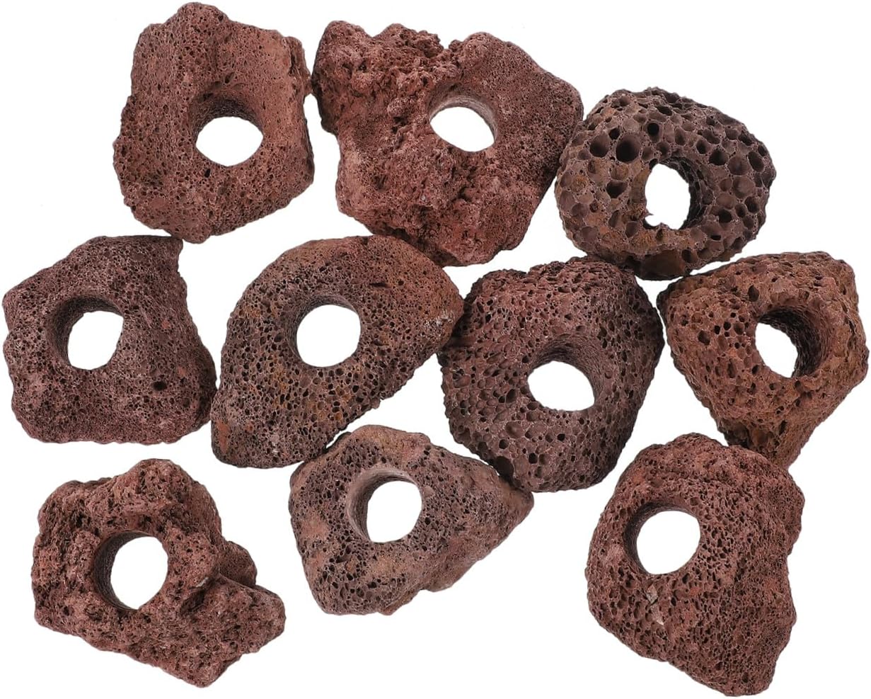 Toddmomy Volcanic Rock Aquarium Decor 10pcs 5-6cm Fish Tank Habitat Stone Cave Natural Fish Shelter for Aquascaping and Planted Aquarium Accessories