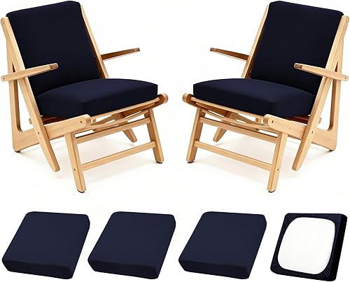 Miniatura 11 de Juego de 12 fundas de almohada y cojines para exteriores, 8 fundas de asiento + 4 fundas de almohada, fundas elásticas para muebles de patio