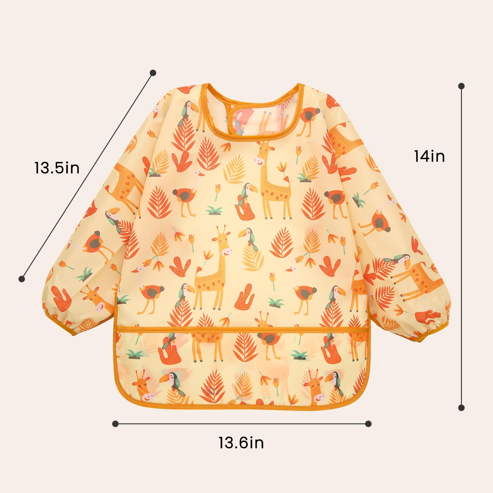 Tuocal 5 Pack Long Sleeve Bibs Waterproof Baby Bibs Coverall Bibs for Baby Feeding Feeding Bibs Weaning Bib with Sleeves for Toddler 0-24 Months - Image 2