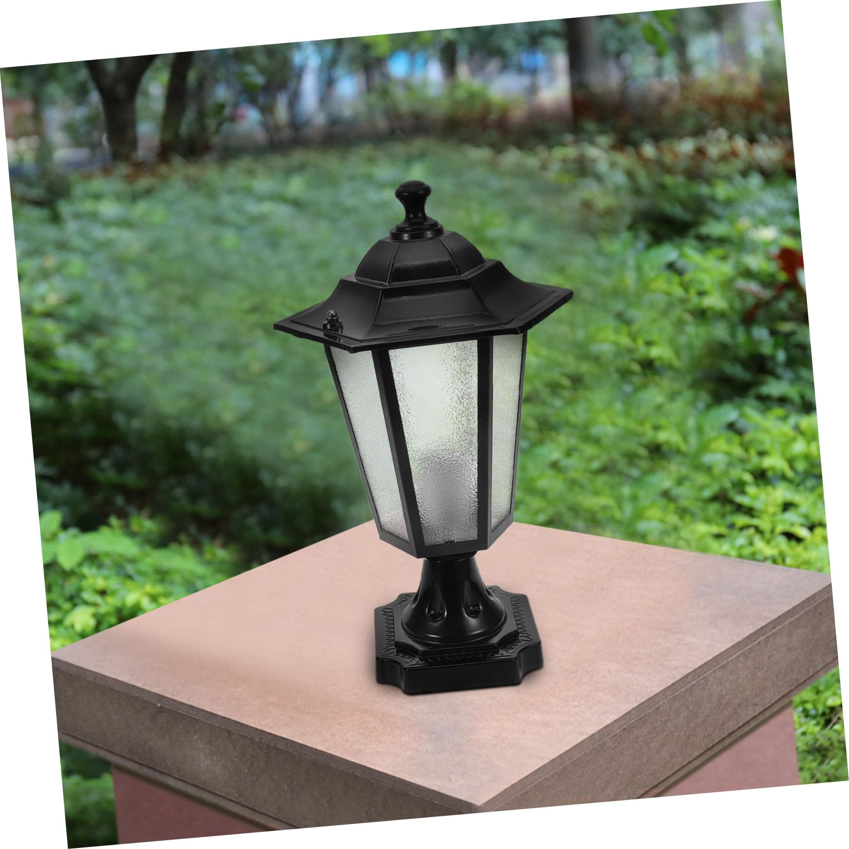 DOITOOL Lampada da Pilastro da Esterno in Metallo e Vetro a Sei Lati, Stile Europeo Classico, Facile Installazione per Cortili e Spazi Verdi