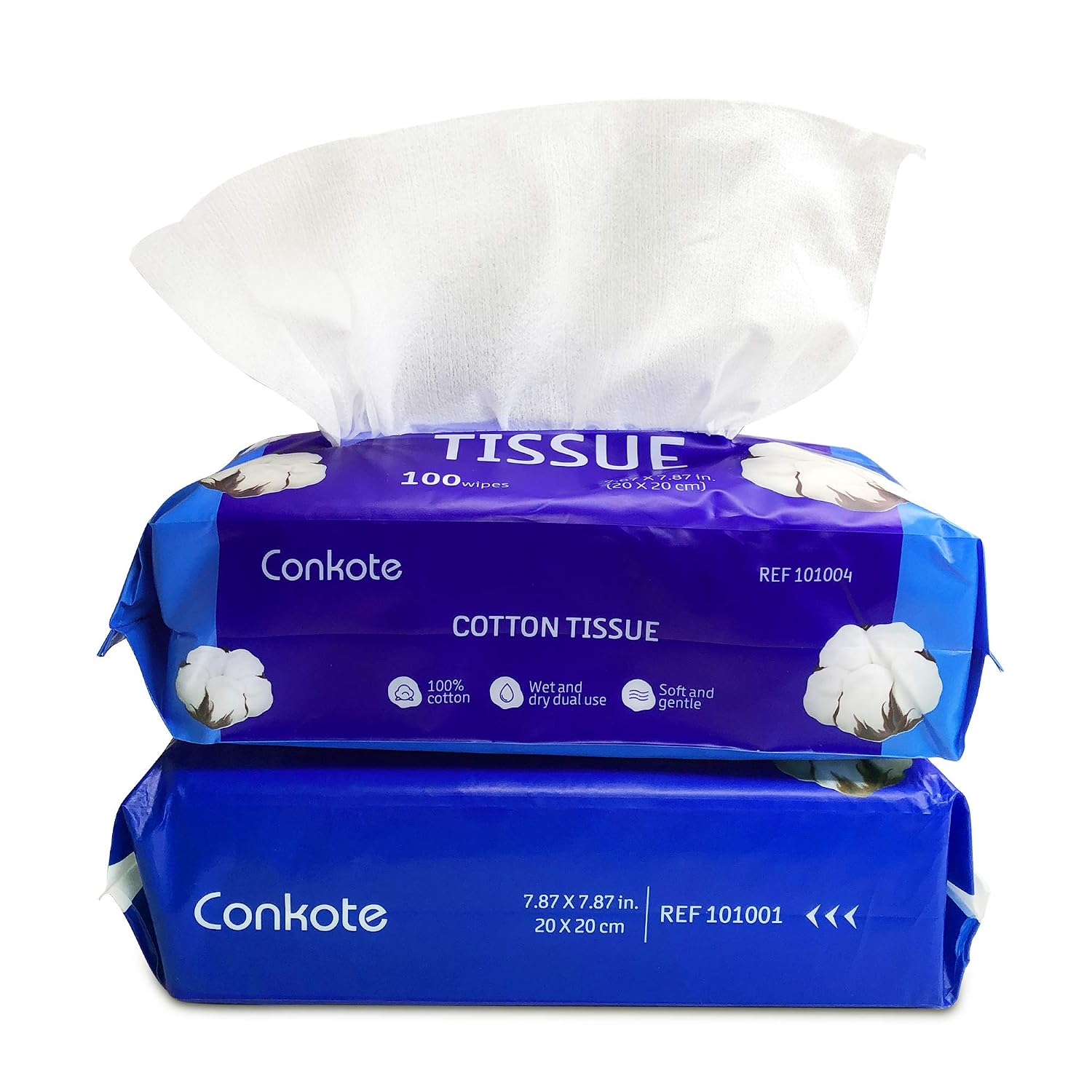 Conkote Facial Dry Wipes, 100% Cotton, Deeply Cleansing Face Towel, 180 Count (Assortment Pack), Multi-Purpose for Skin Care, Make-up Wipes, Face Wipes and Face Towel