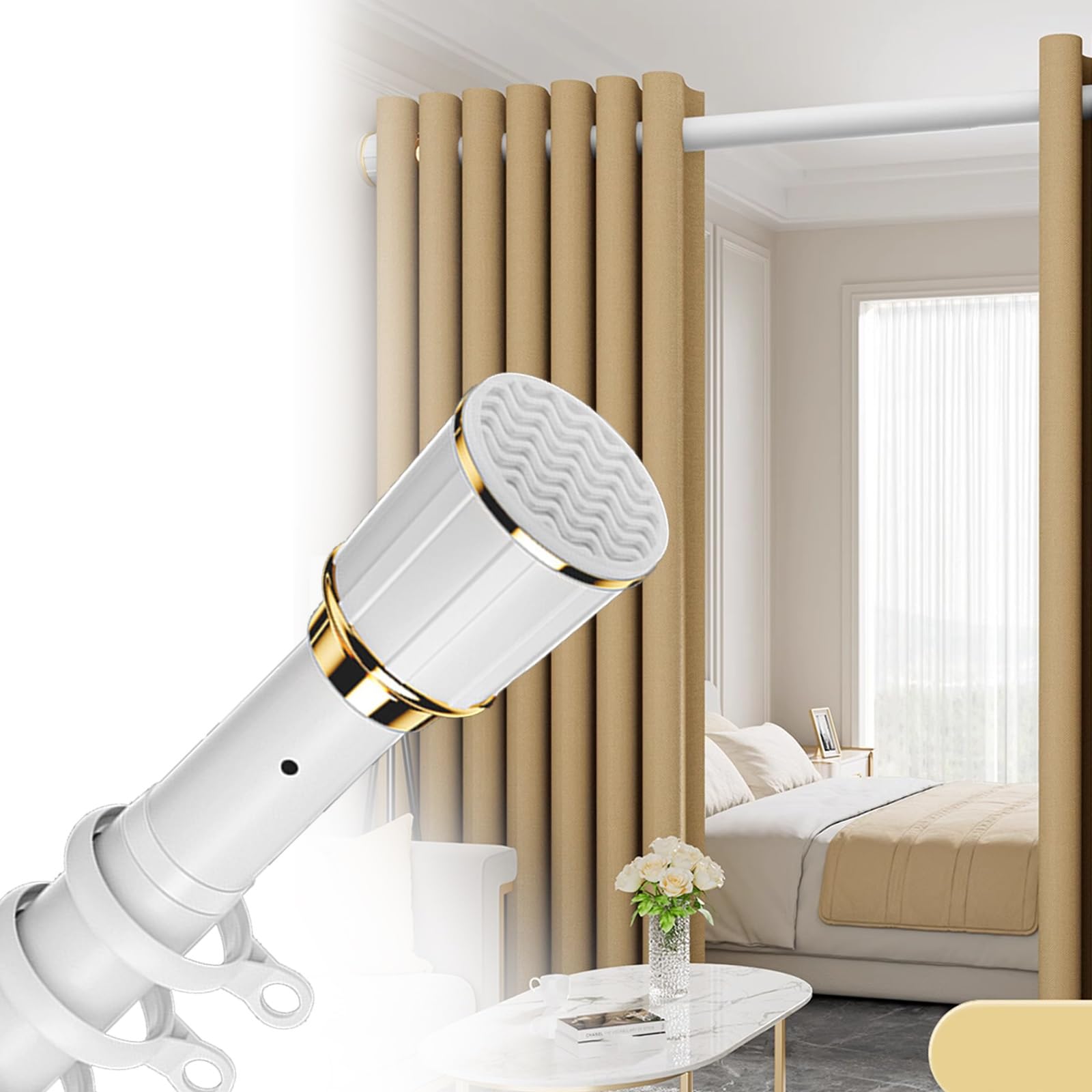 Tension Curtain Rod, Extra Long Outdoor Curtain Rod 43-78'' 28-47'' 102-137" Adjustable Shower Curtain Rod No-Slip, No Drilling & No Tools for