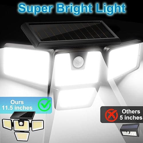 Miniatura 4 de AmeriTop Luces solares para exteriores, paquete de 2 luces LED inalámbricas con sensor de movimiento de alto brillo 4 cabezales ajustables,