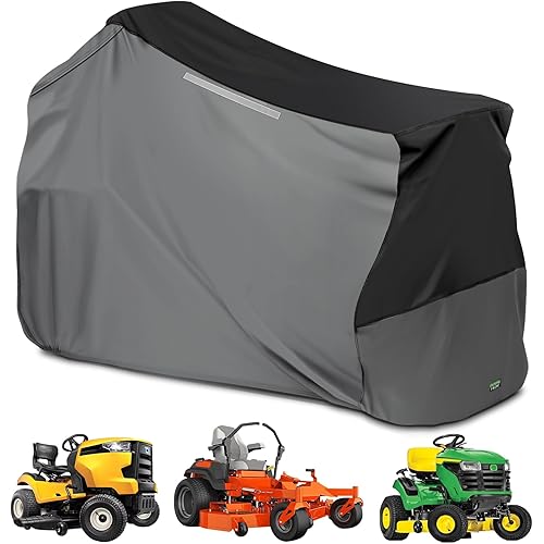 Premium 600D Riding Lawn Mower Cover, Elechomes Heavy Duty Polyester Oxford UV Protection Waterproof Windproof Universal Fits Decks Up to 60" Lawn Mower Dust Covers with Storage Bag 82.5x46x55 Inch