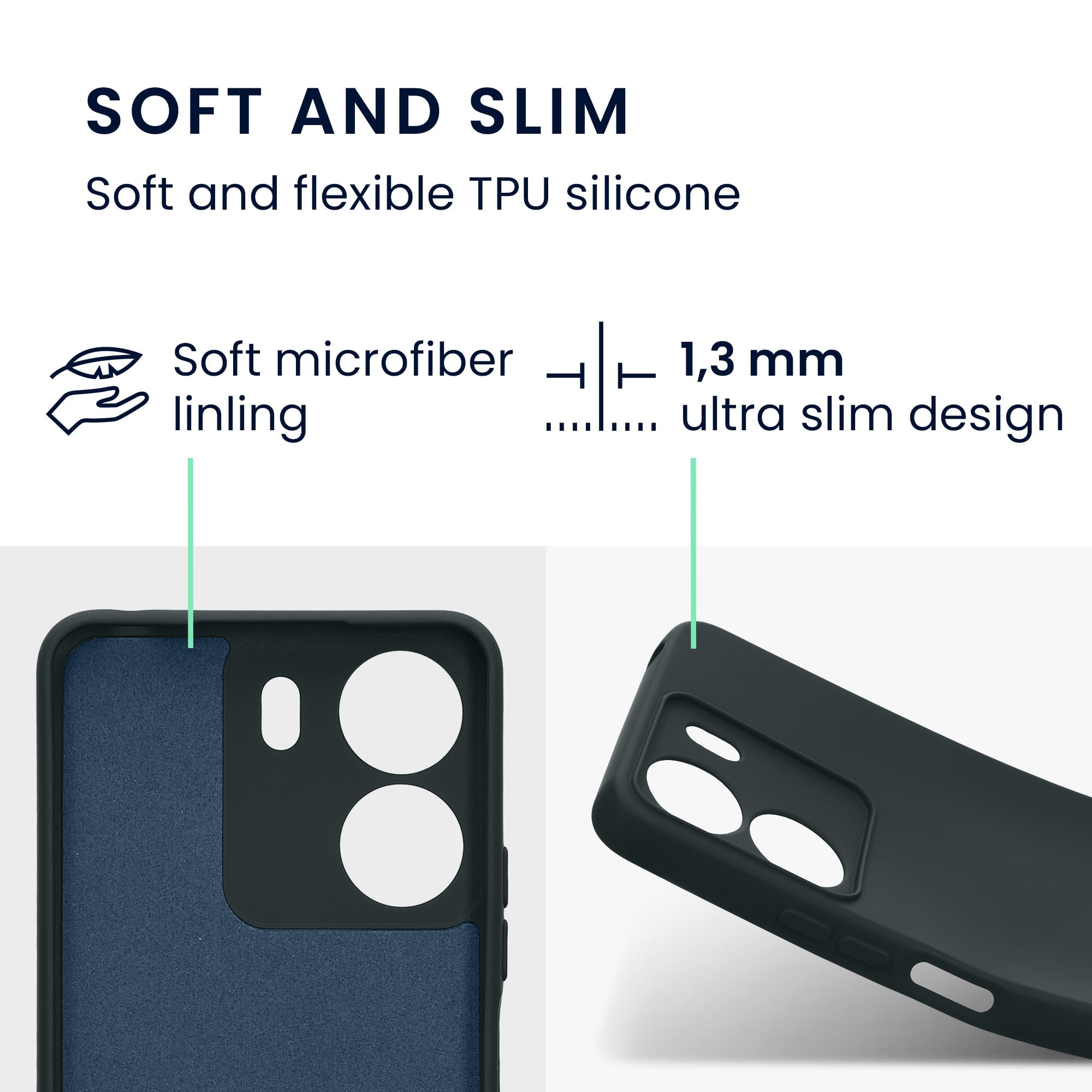 kwmobile Custodia Compatibile con Xiaomi Poco C65 / Redmi 13C Cover - Back Case per Smartphone in Silicone TPU - Protezione Gommata - ardesia scuro