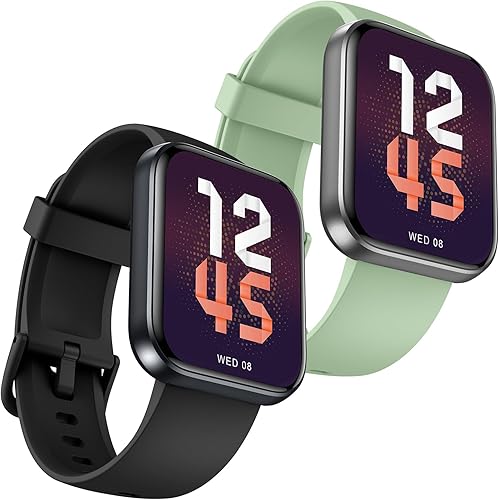 aeac Paquete de 2 relojes inteligentes (negro + verde) para hombres y mujeres