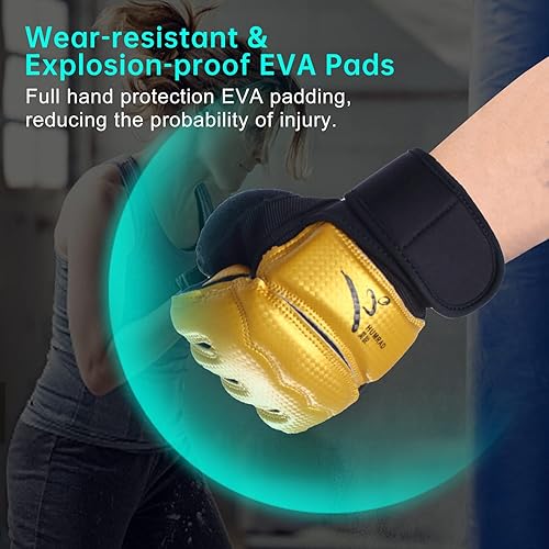 Miniatura 10 de Guantes de boxeo de kickboxing, guantes de MMA para hombres y mujeres, guantes de boxeo de medio dedo, guantes de boxeo, guantes de boxeo para saco