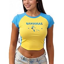 Y2K Baby Tees for Women Graphic Short Sleeve Crop Tops Slim Fit Jersey Vintage 2000s Streetwear