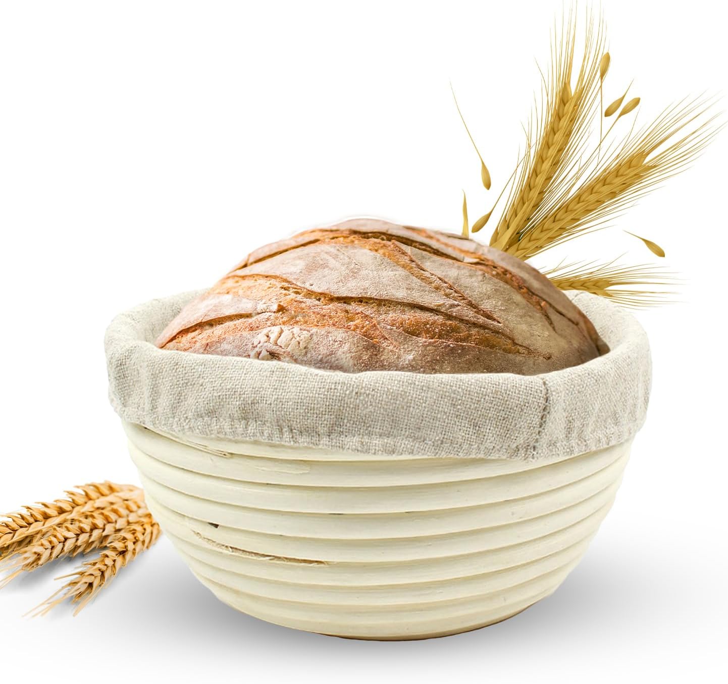 Banneton Bread Proofing Basket — Handwoven Rattan Banneton for Artisan Sourdough, Includes Linen Liner, Ideal Proofing Bowl for Home Bakers, 7” x 3.5” Round Brotform