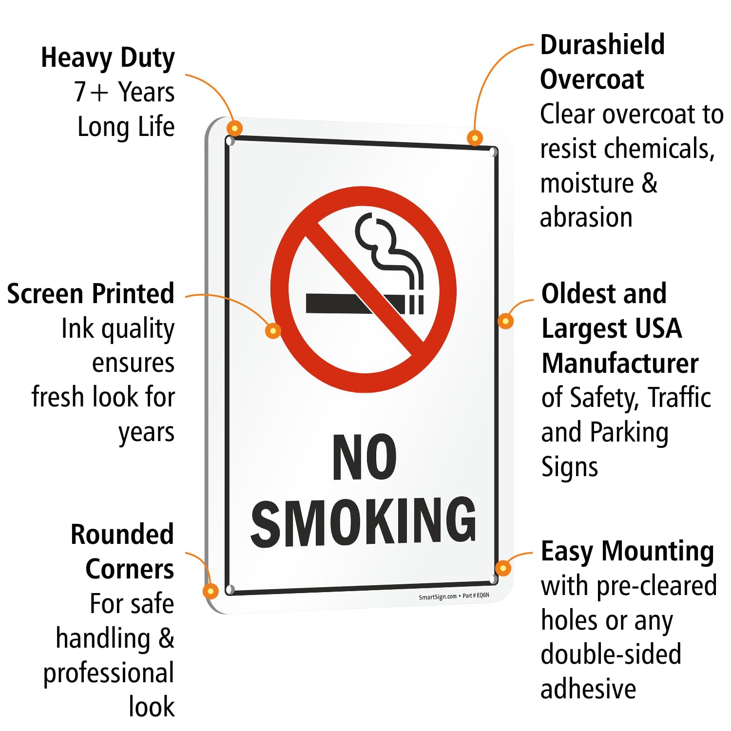 SmartSign "No Smoking" cartel | 7" x 10" aluminio (paquete de 4)