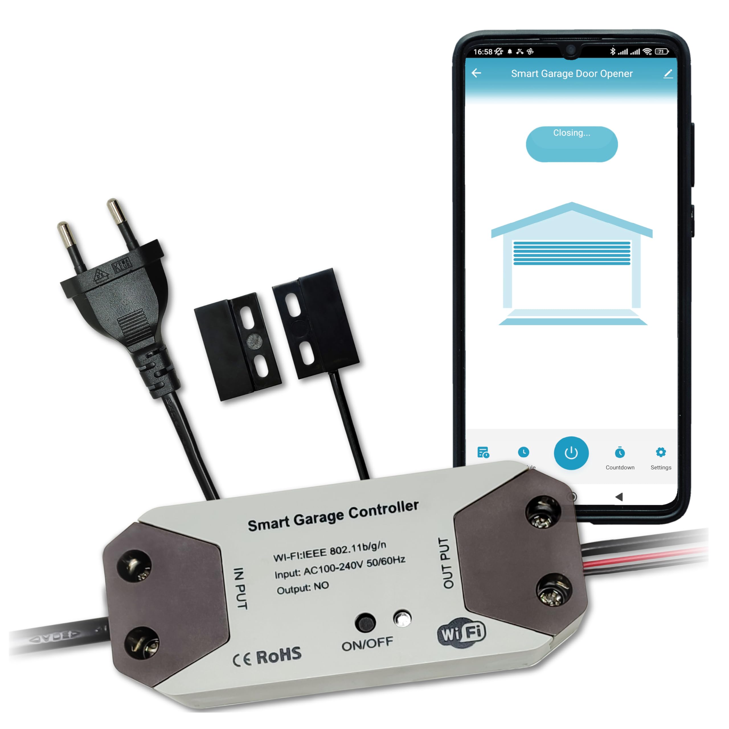 LED ATOMANT Controlador Inteligente Wi-Fi de Puertas de Garaje, Control Remoto por App Smart Life, Compatible con Alexa y Google Home