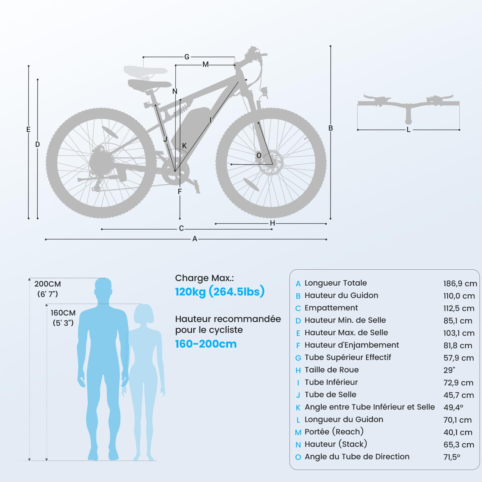 Touroll U2 Pro/U3 Pro Vélo Électrique Homme 29", VTT électrique avec Batterie Amovible 48V 15Ah, Autonomie 150KM, 70Nm, Freins à Disque Hydrauliques, Vélo électrique Tout-Terrain