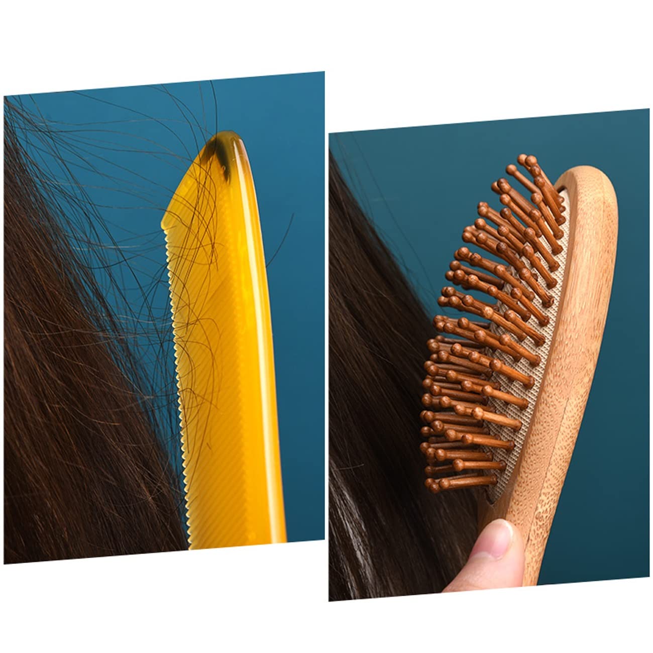 Cepillo de Madera de Moda para el Cabello, Peine de Masaje con cojín de Aire antiestático desenredante para Mujeres, desenredante alisador (B 24 cm)
