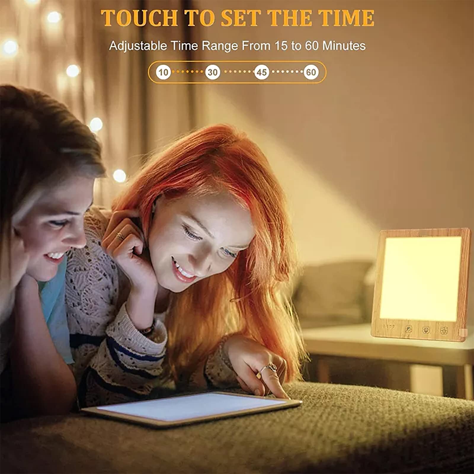 Lampe de luminothérapie optique, lampe à énergie solaire 10 000 Lux avec 2 700-6 500 K, 3 niveaux de température de couleur et 5 niveaux de gradation en continu, contrôle tactile, pour cadeau d'anni