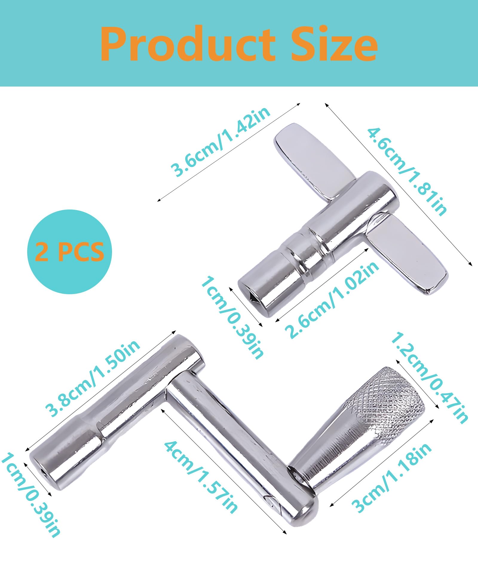 Drum Key, Metal Drill Key with T-Shape and Z-Shape Design, Drum Hardware for Drum Tuning and Maintenance, Essential Drum Accessories for Snare Drum and Tom Drum - Image 2 thumbnail