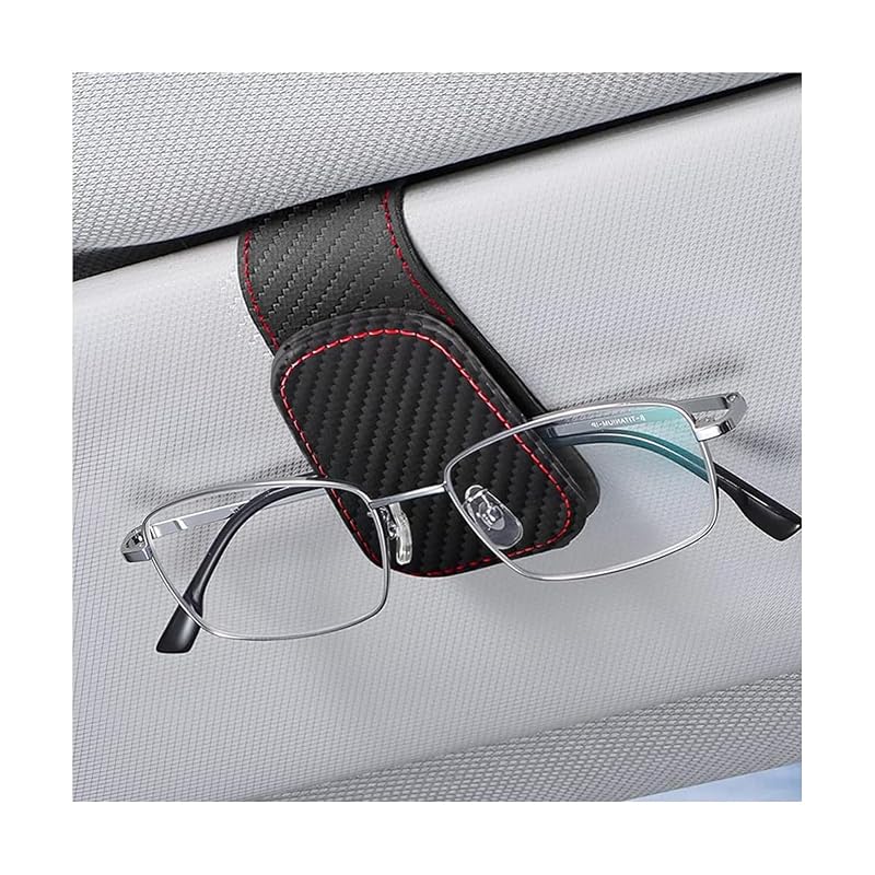 Porta-óculos magnético para para-sol automotivo zipelo em couro sintético com estampa de fibra de carbono, 1 unidade