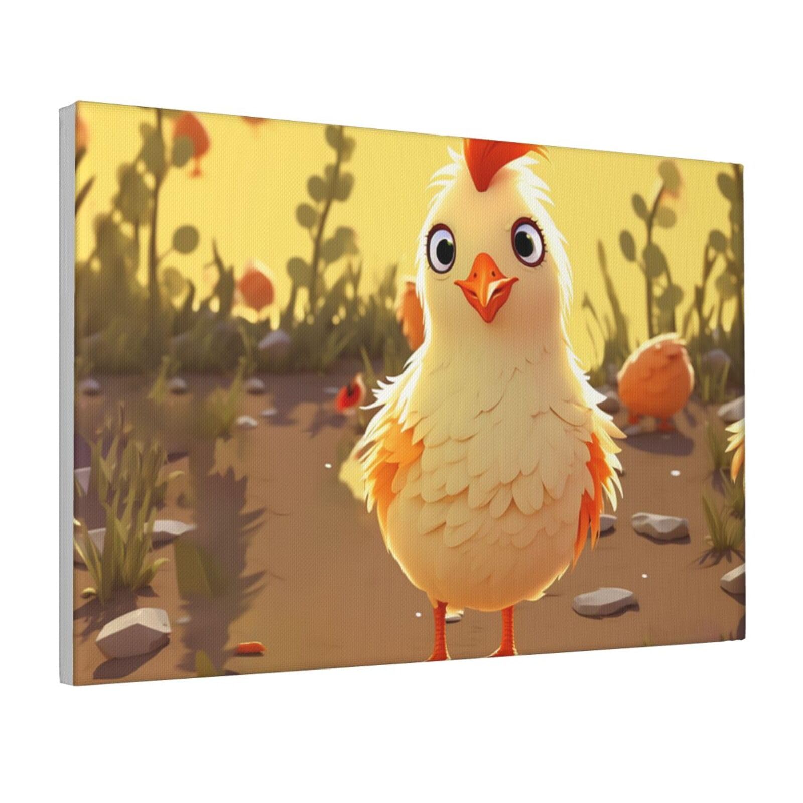 Framed Wall Art for Living Room Art Work, Chicken Chick Picture Prints Modern Office Wall Paintings Poster Aesthetic Wall Decorations for Home Decor Ready To Hang 12"x18"