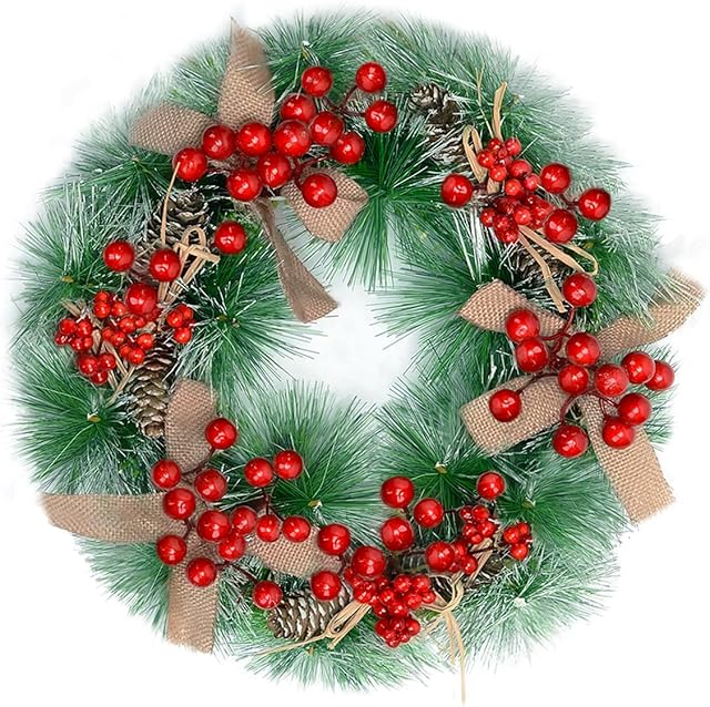 Christmas Wreath, Xmas Decoration Wreath, 30 cm Artificial Door Garland, Front Door Winter Xmas Decoration, Decorations for Christmas Front Doors, Windows, Stairs, Walls and More.