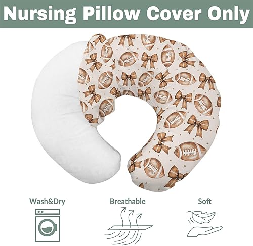 Miniatura 7 de Fundas de almohada de lactancia con lazos de fútbol vintage para niños y niñas, juego de fútbol americano, funda de almohada para lactancia materna,
