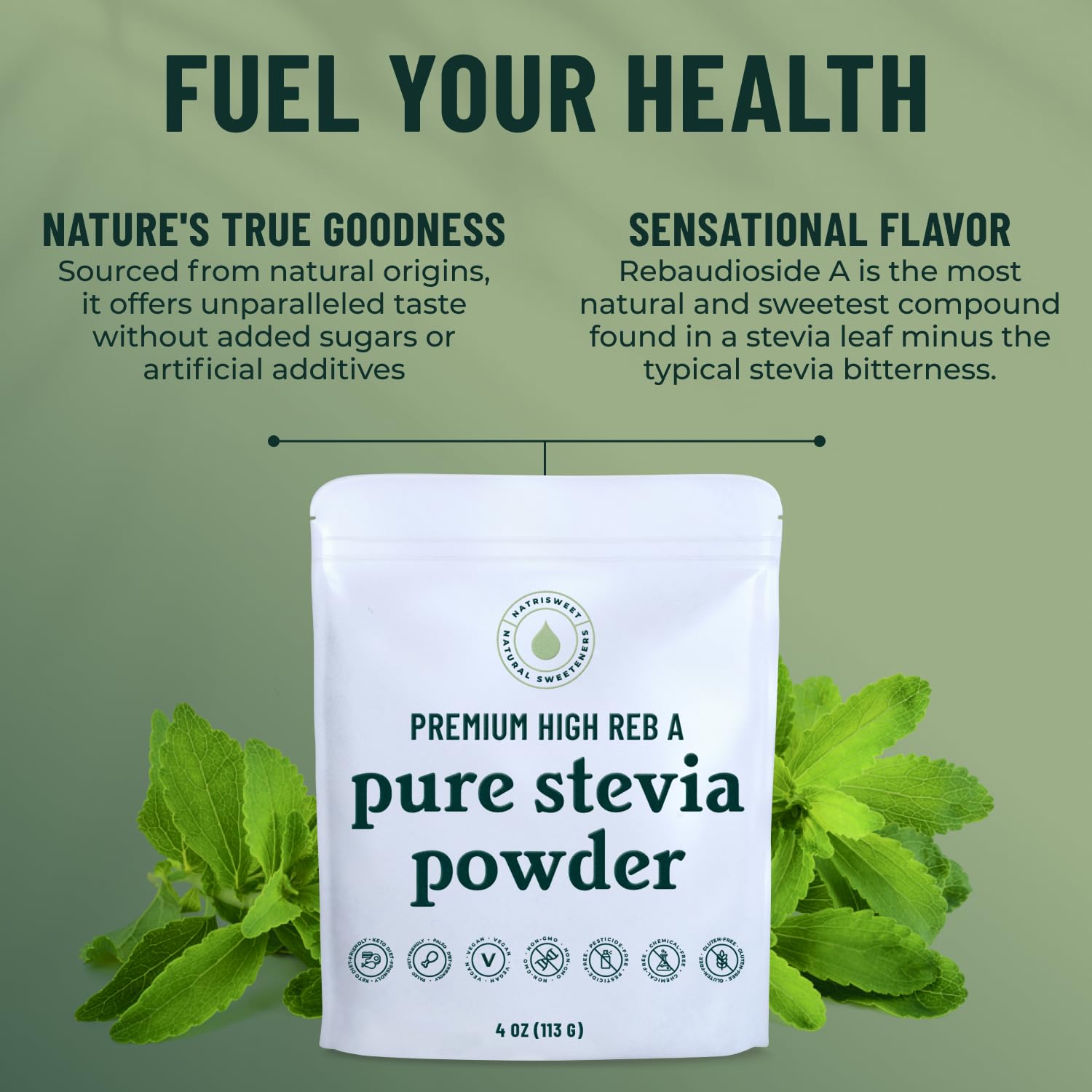 Premium Pure Stevia Extract Powder, Natural Stevia Extract Sweetener Powder for Baking and Beverages - No Aftertaste, Non-GMO, Keto Friendly, 113g, 810 Servings - Image 3