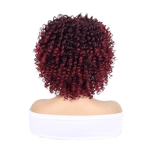 Miniatura 4 de Lady Hanne Pelucas rizadas afro para mujeres negras peluca corta rizada con flequillo estilo Bob rizado de 14 pulgadas aspecto natural peluca