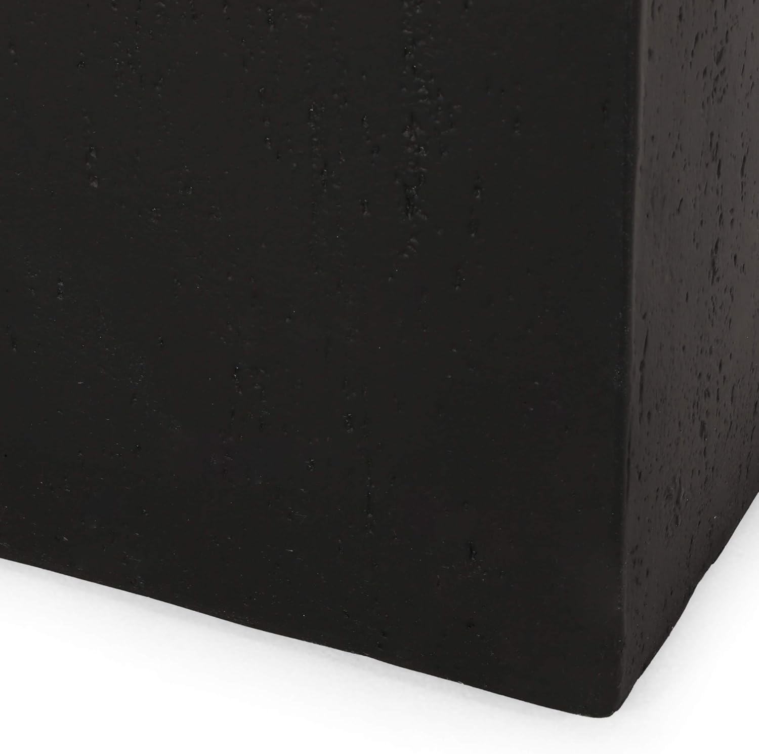 Vanessa Outdoor Modern Large Cast Stone Rectangular Planters (Set of 2), Black