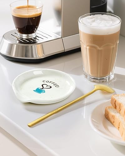 Miniatura 10 de FANGSUN Soporte para cucharas de café, 2 piezas para accesorios de cafetería, soporte de cuchara pequeña de cerámica para decoración de estación de