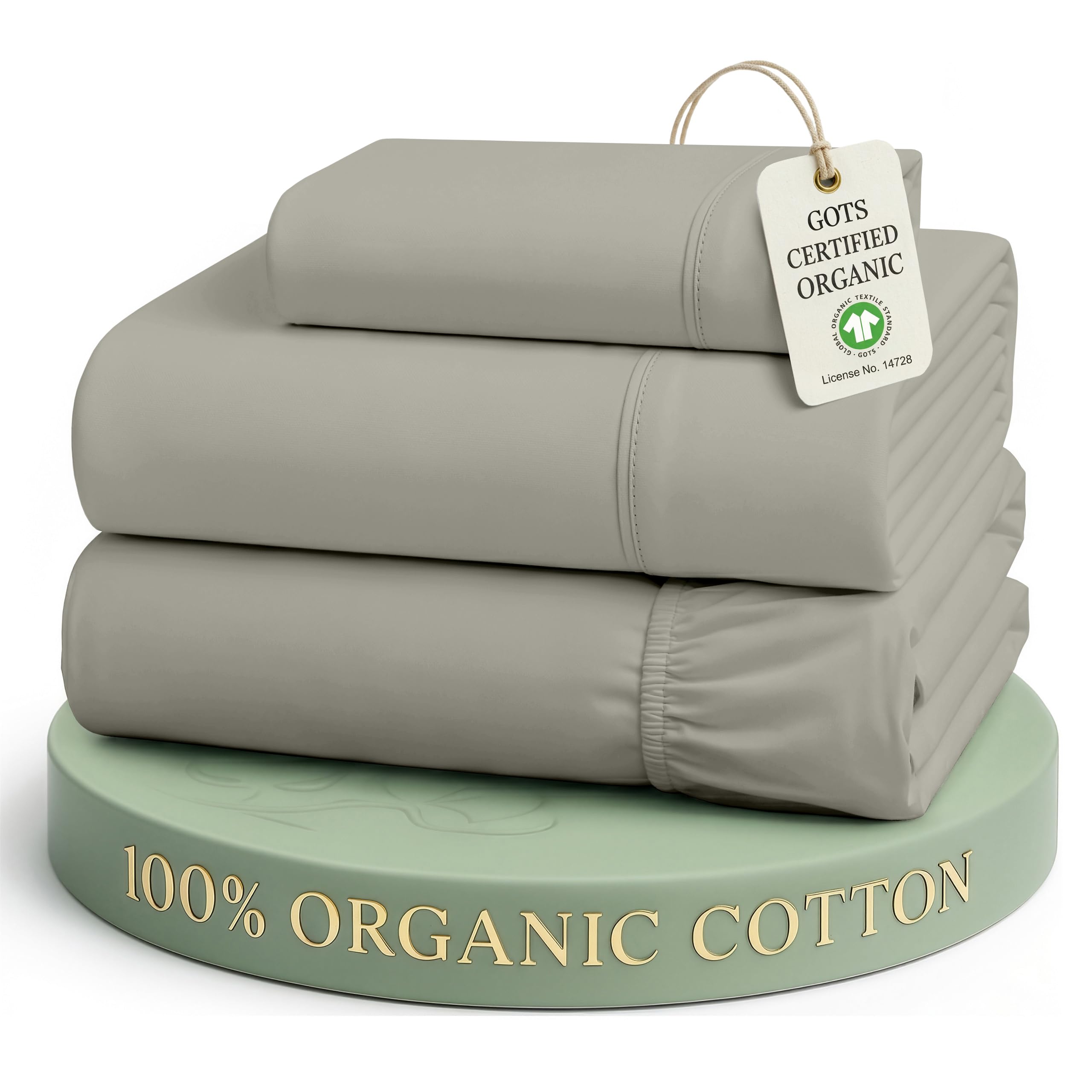 LANE LINEN Twin XL Sheets 100% Organic Cotton Percale Cooling Soft - Silver — image 1