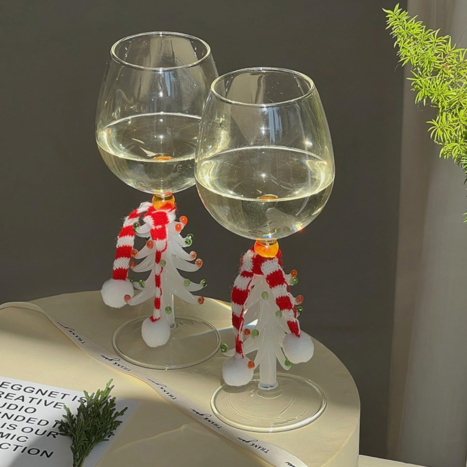 Weihnachtsbaum-Weinglas mit Stiel, Weingläser, eleganter Weinkelch, Weinglas, Weinglas, Vintage-Dekor, festliche Atmosphäre, Geschenke, 3D-Weihnachtsbaumglas